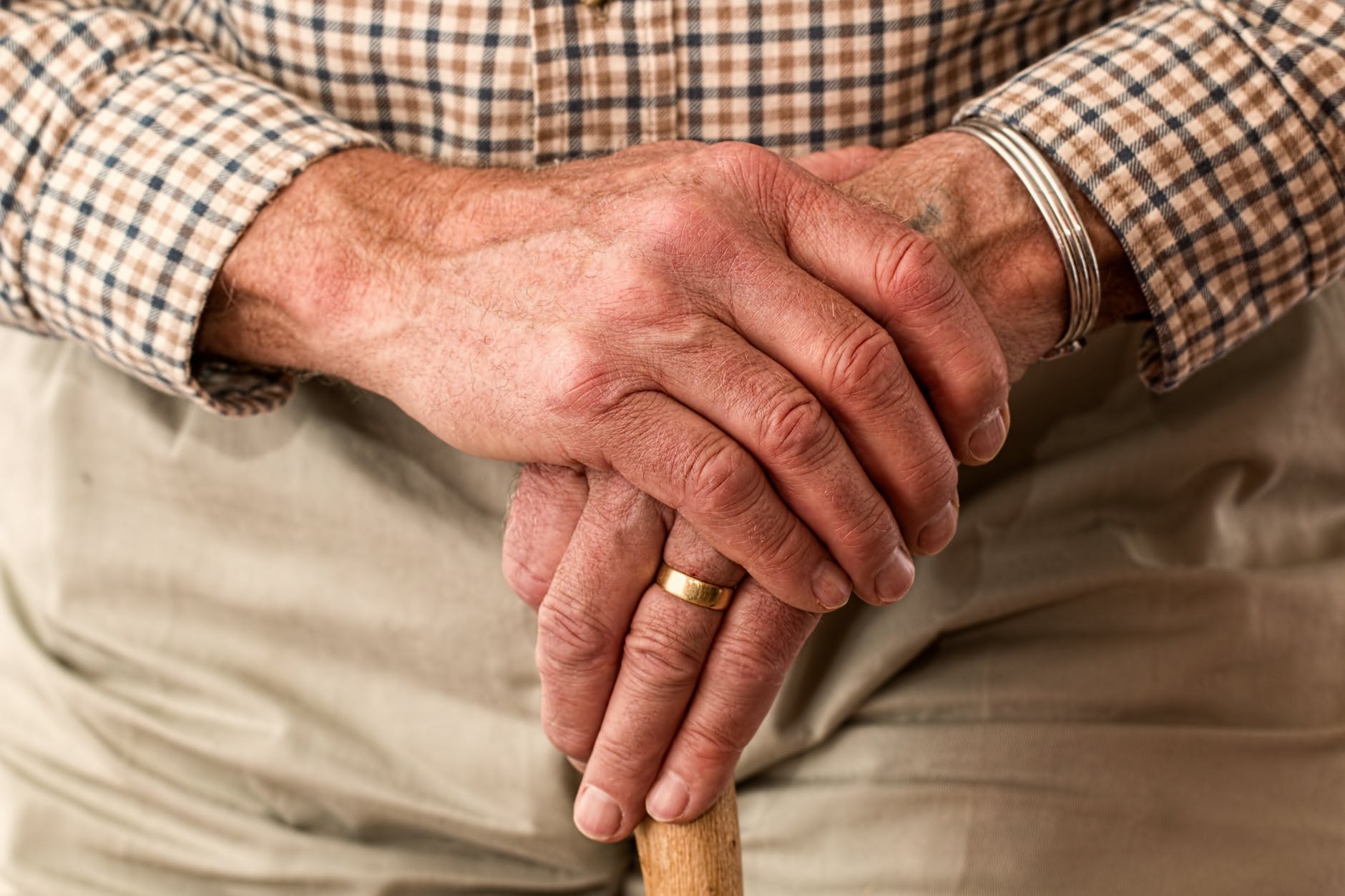 elderly man with cane